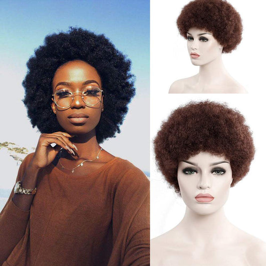 African Curly Hair 6 Inch Short Exploded Headgear