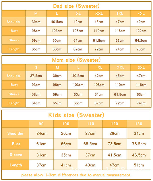 A Family Of Three Round Neck Warm Long Sleeve Christmas New Fashion Letter Printing Family Clothes