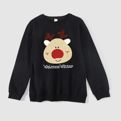 A Family Of Three Round Neck Warm Long Sleeve Christmas New Fashion Letter Printing Family Clothes
