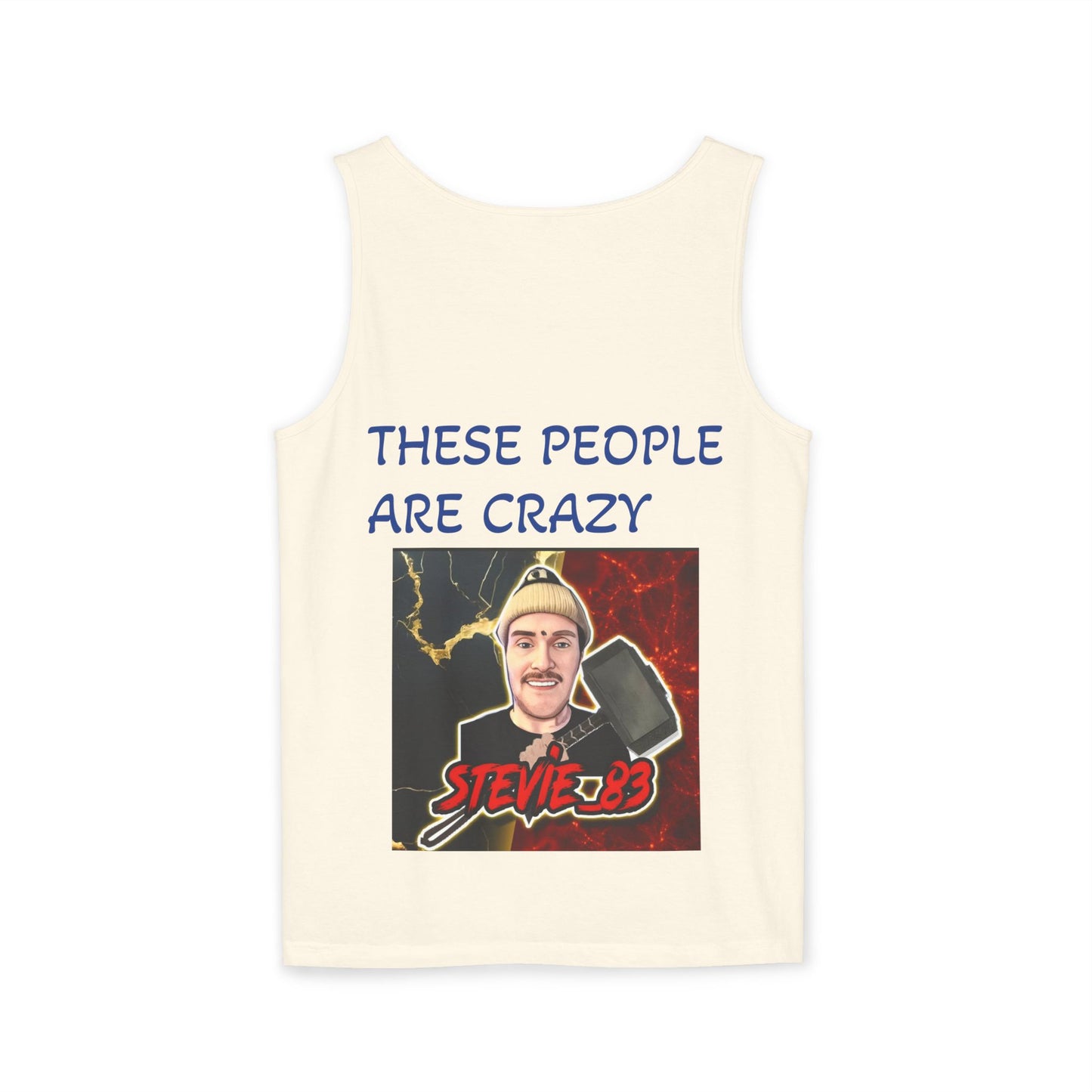 Brain Bloom Graphic Tank Top — "These People Are Crazy" Skull Back Print