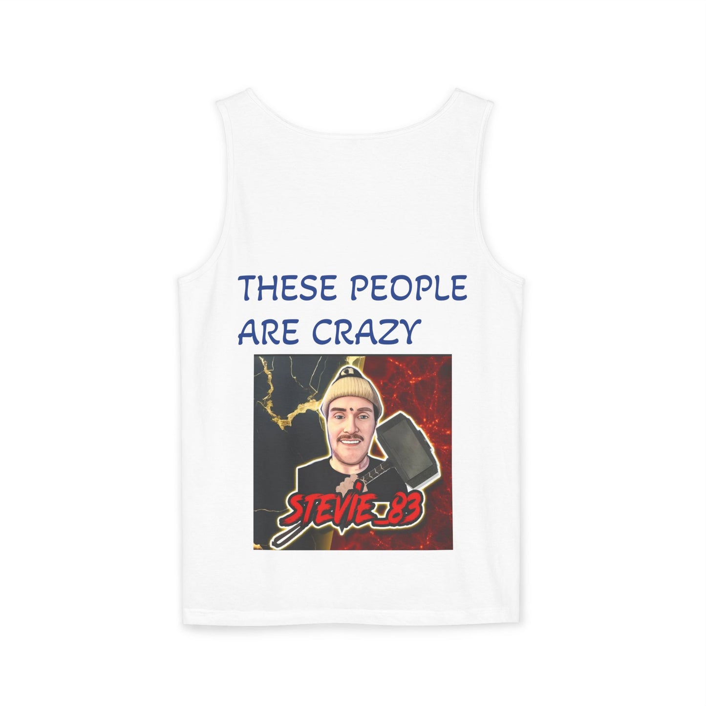 Brain Bloom Graphic Tank Top — "These People Are Crazy" Skull Back Print