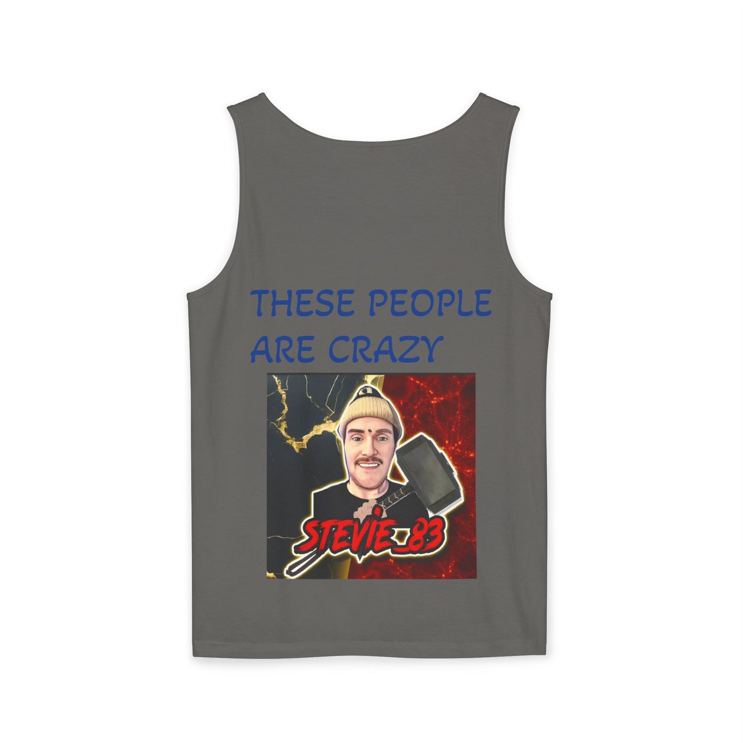 Brain Bloom Graphic Tank Top — "These People Are Crazy" Skull Back Print