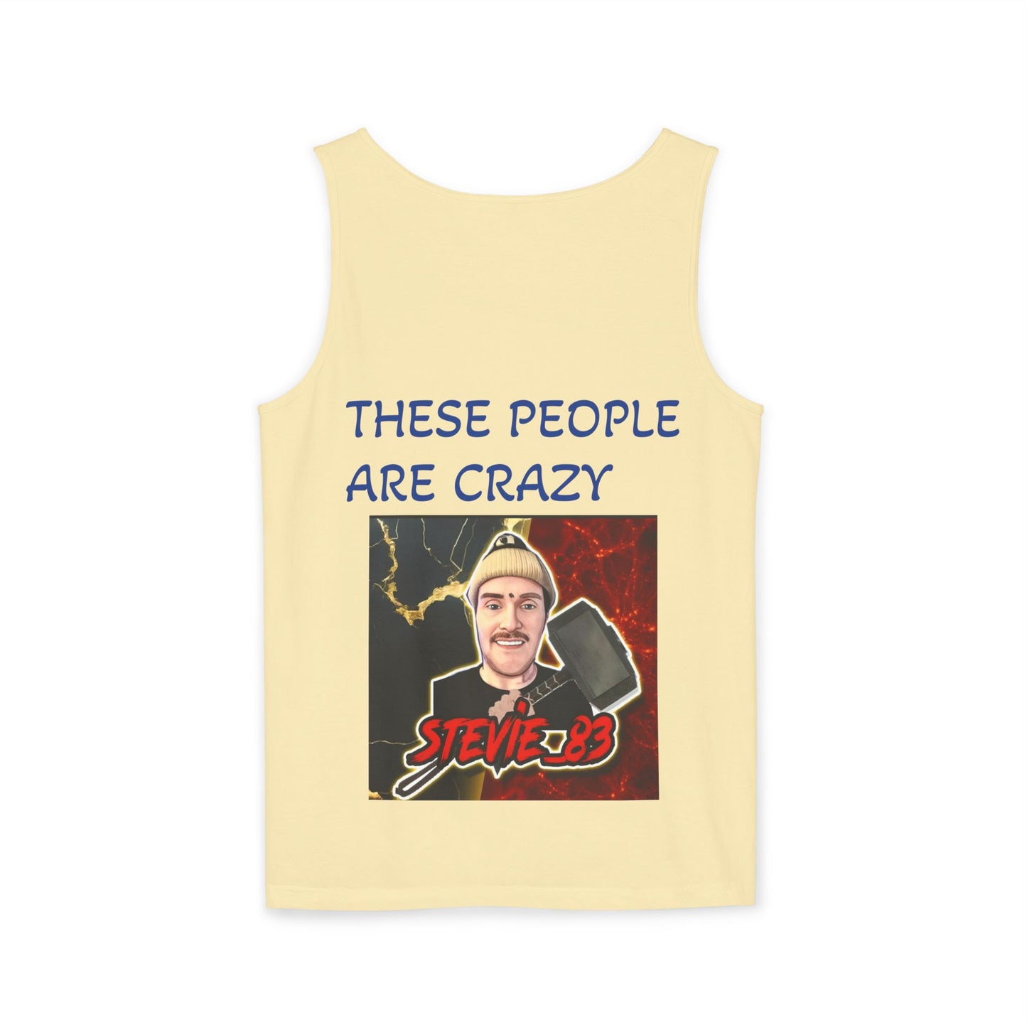 Brain Bloom Graphic Tank Top — "These People Are Crazy" Skull Back Print
