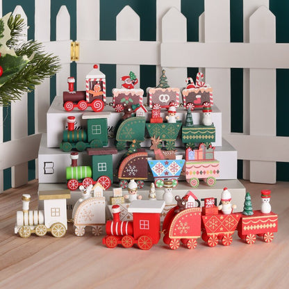 Christmas Decorations Wooden Train Children's Gifts Christmas Small Gifts Window Decoration