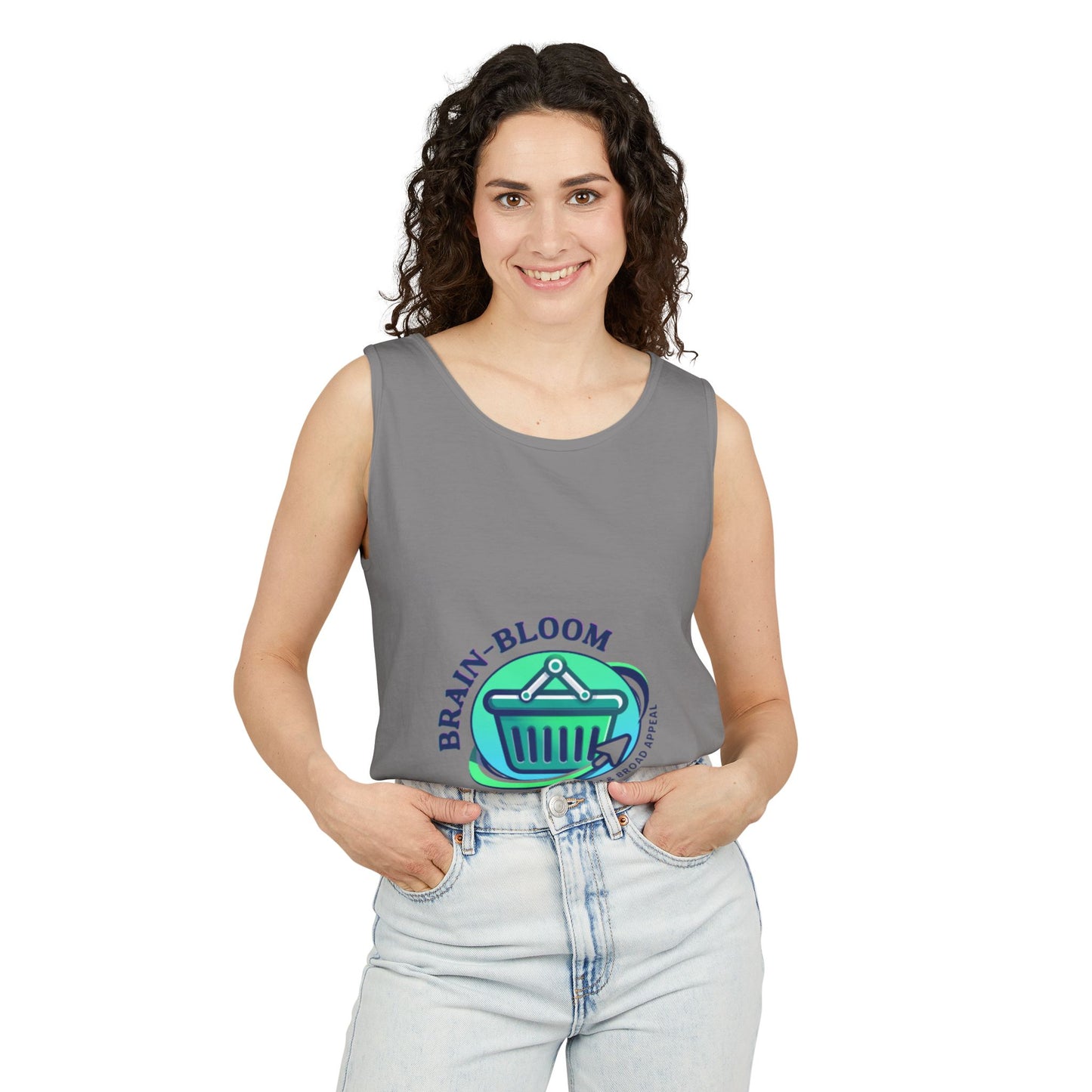 Brain Bloom Graphic Tank Top — "These People Are Crazy" Skull Back Print