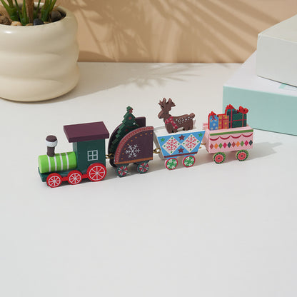 Christmas Decorations Wooden Train Children's Gifts Christmas Small Gifts Window Decoration