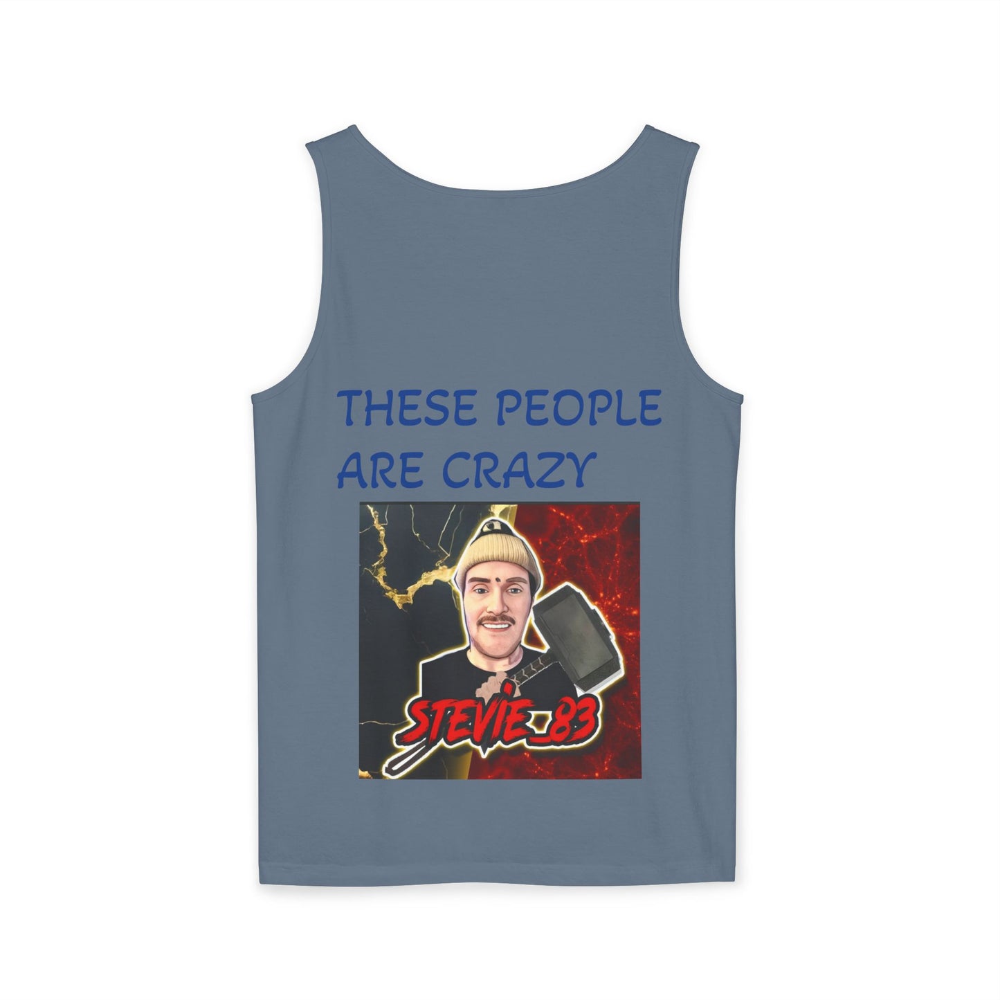 Brain Bloom Graphic Tank Top — "These People Are Crazy" Skull Back Print