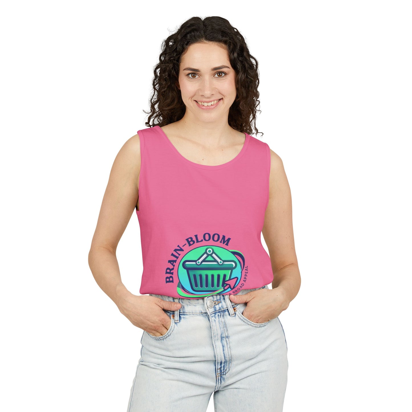 Brain Bloom Graphic Tank Top — "These People Are Crazy" Skull Back Print