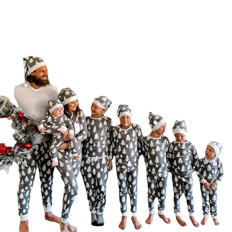 New Christmas Tree Printed Parent-child Suit Home Clothes
